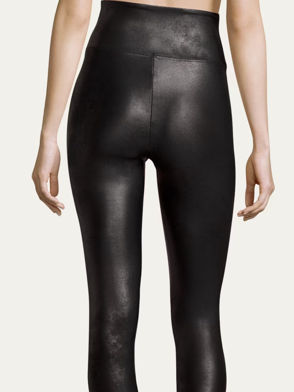 SPANX High-Rise black Faux Leather-Look Leggings - Black sz3XL petite